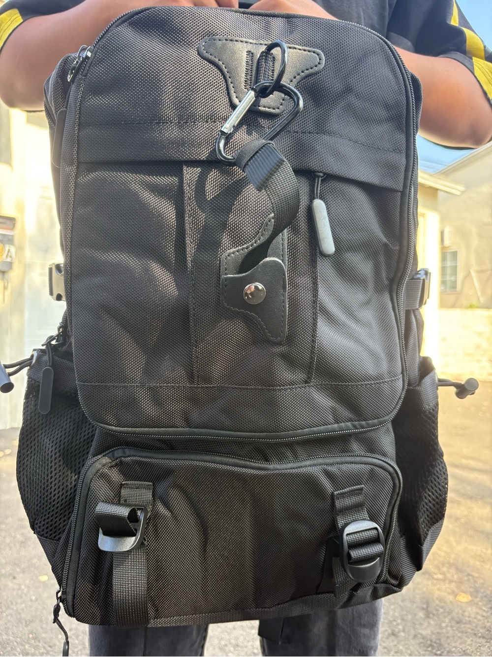 Black Utility Backpack for Men with Tactical Organization